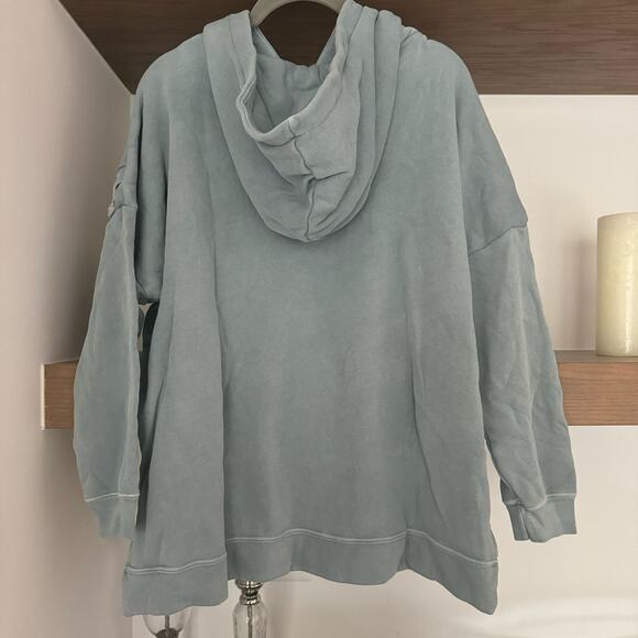 Avocado Lace Up Sleeve Hooded Sweatshirt in Light Blue - Picture 4 of 5